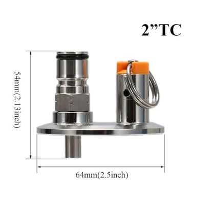 1pc 2" Tri-Clamp Dry Hopper Lid with PRV and Ball Lock Gas Post for Homebrew Fermentation