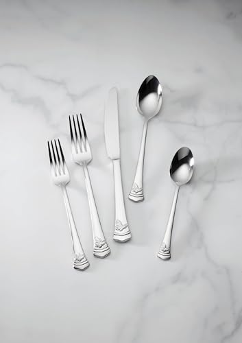 Lenox Silverware Set, Butterfly Meadow II Mirror 65-Piece Flatware Set, Service For 12, 18/10 Stainless Steel, Dishwasher Safe, Cutlery Sets, Utensils Sets, Knives Spoons & Forks (Silver, 65 Pieces) - style: 65-Piece Flatware Set
