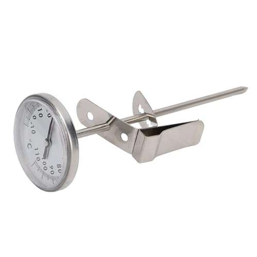Milk Thermometer For Steaming Milk, Water Temperature Thermometer 4.6cm Dial 12.5cm Probe Pot Thermometer with Bracket Water Thermometer For Frothing Milk Coffee Cheese Making