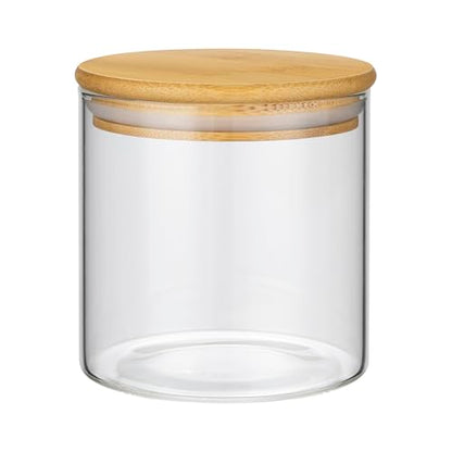 1PC Small Glass Storage Jars with Airtight Lids, 18 fl oz (550ml) Cute Clear Glass Storage container with bamboo Lid, Glass Pantry Canister for Beans, Rice, Sugar, Cookie Coffee and etc - color: N-Clear-1PC-18FL OZ/550ML