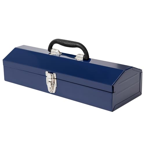 BIG RED 16" Hip Roof Style Portable Small Steel Tool Box with Metal Latch Closure, Blue - color: Blue, size: 16 Inch