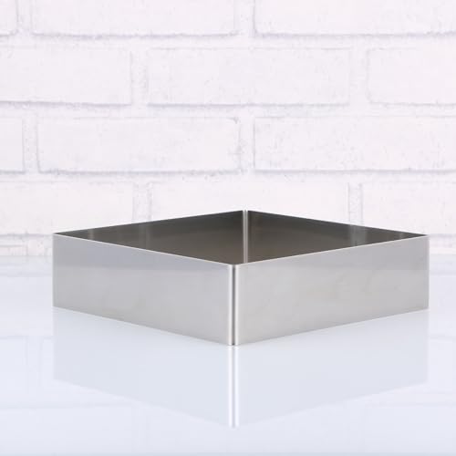 GALPADA Stainless Steel Square Cake Ring 7.28 X 7.28 X 1.96 Inch Cake Cutter Mousse Mold Reusable Baking Tool for Pastry Dessert Fondant Bread Sandwiches Cheese - size: Size 10