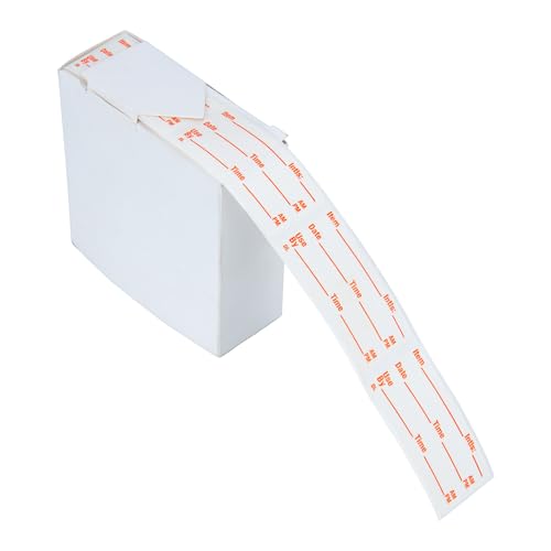 L LIKED 500 Stickers Use by 1 x 2 Inch Dissolvable Food Storage Labels for Containers Prep roll of 500 (Red) - color: Red