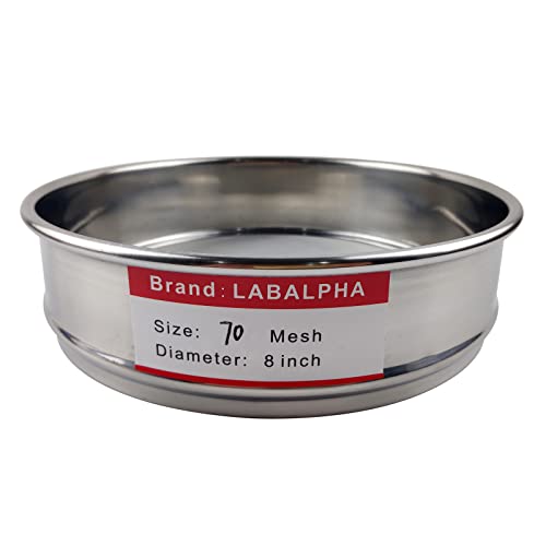 LABALPHA 70 Mesh Lab Sieves, #70 Mesh Test Sieve, 8'' Diameter, 304 Stainless Steel Wire Cloth (0.22mm) - size: 70 mesh (0.22mm)