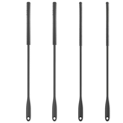 Silicone Straw Brush 4 Pack - (2 Small, 2 Wide) - 10 Inch Reusable Straw Cleaner, Pipe Cleaner, Glass and Detailing Tool (Charcoal) - color: Charcoal