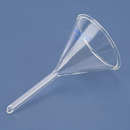 Labasics 2-Pack Glass Heavy Wall Funnel Borosilicate Glass Funnel, Short Stem 75 mm Diameter, 75 mm Stem Length - size: 75 mm Diameter and 75 mm Stem