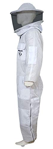 Brutul Bee 3 Layer Beekeeping Ultralight Ventilated Suit With Round Veil (WHITE, 2XL) - color: White, size: XX-Large