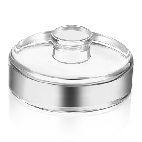 FUOYLOO Weighted Glass Lid for Wide Mouth Mason Jar, Smooth Round Fermenting Weight Handle, Silver