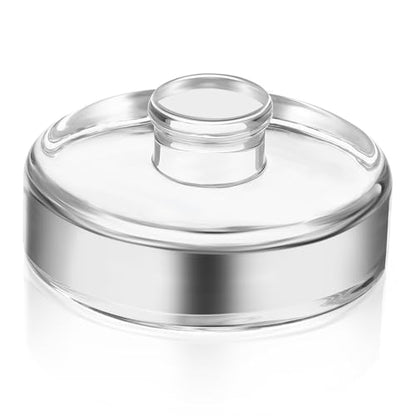 FUOYLOO Weighted Glass Lid for Wide Mouth Mason Jar, Smooth Round Fermenting Weight Handle, Silver
