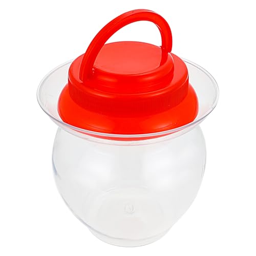 Ipetboom Large Capacity Pickle Jar 1l Plastic Food Storage Jar with Red Airtight Lid Kimchi Container for Kitchen and Household Use