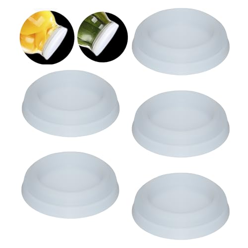 Wide Mouth Mason Jar Lids - Large Mouth Canning Lids Fit for All Wide Mouth Mason Jars,Food Grade Silicone Mason Jar Caps,Dishwasher Safe,Leak Proof Reusable Jar,5 Pack - color: White-5 Pack