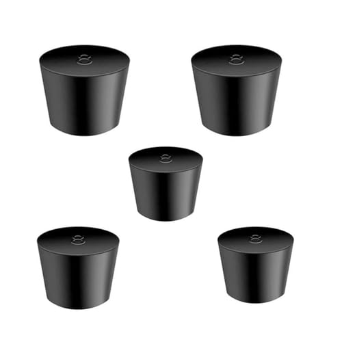 Laboratory Grade Rubber Stoppers, 5 Pieces Assorted Tapered Bungs Set, 8# Solid Black Round Rubbers Hole Plugs - size: 5pcs 8#