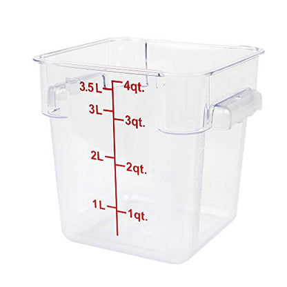 Tiger Chef 4 Quart Commercial Grade Clear Food Storage Square Polycarbonate Containers With Green Lids - style: 4 Quart