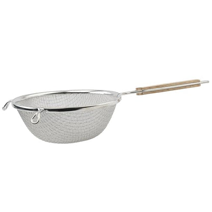 Winco Strainer, 6.25-Inch Diameter, Fine Double Mesh, Medium, Tin, Tan