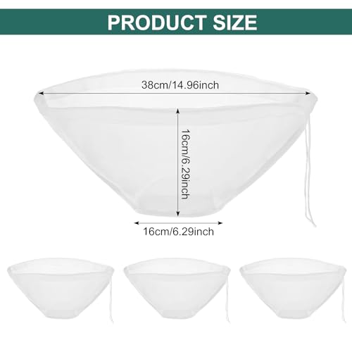 4 Pieces Reusable Nut Milk Bag, Cheese Bags, Reusable Fine Mesh Fabric Strainer, Nylon Fine Mesh Gauze Sieve Bags, Vegetable Draining Bag, for Cheese, Fruit Juice