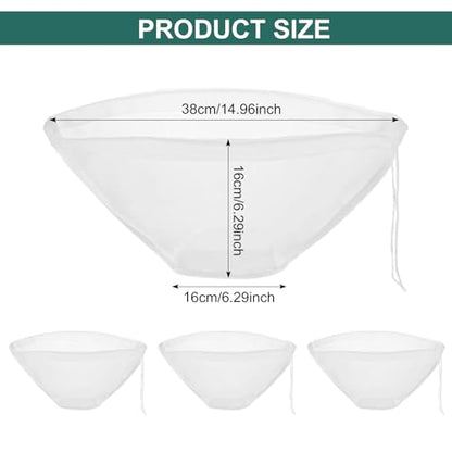 4 Pieces Reusable Nut Milk Bag, Cheese Bags, Reusable Fine Mesh Fabric Strainer, Nylon Fine Mesh Gauze Sieve Bags, Vegetable Draining Bag, for Cheese, Fruit Juice