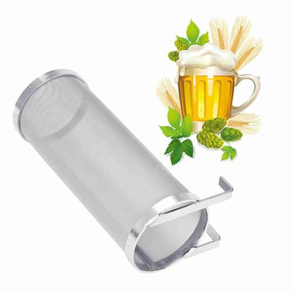 Beer Brewing Dry Hopper Filter, 300 Micron Mesh Brew Filter Stainless Steel Homemade Brew Beer Hop Mesh Filter with Hook for Home Beer Brewing 10 x 25.5cm (10 * 25.5cm)