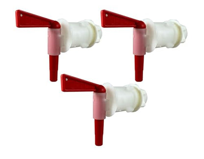 5 Gallon Bucket Spigot Kit (3 Pack) for Fermenting & Bottling | Ideal for homebrewing use. Red and white design features an easy installation process with included gaskets and nuts.