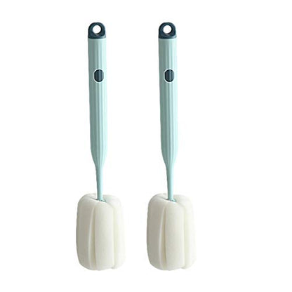 Bottle Soft Brush -2Pcs Sponge Bottle Brush Soft and Easy to Clean, Baby Bottle Sponge Brush Can Effectively Remove The Stain Residue On The Bottom of The Cup(Blue) - color: Blue