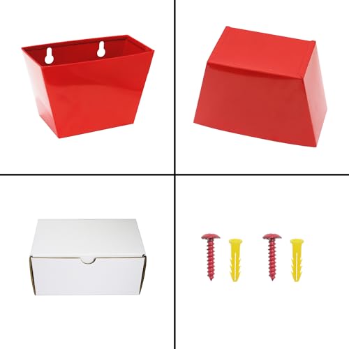 Red Bottle Cap Catcher Wall Mounted Stainless Steel 5" | Red Powder Coated, Beer Cola Top Bucket, With Screws, Mountable for Post Table - color: Red