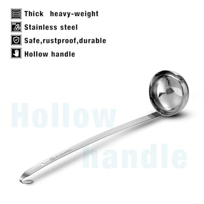 meekoo 3 Pieces Stainless Steel Ladle Soup Handle Ladle with Pouring Rim for Kitchen Cooking Soup Sauce (8 oz) - size: 8 oz