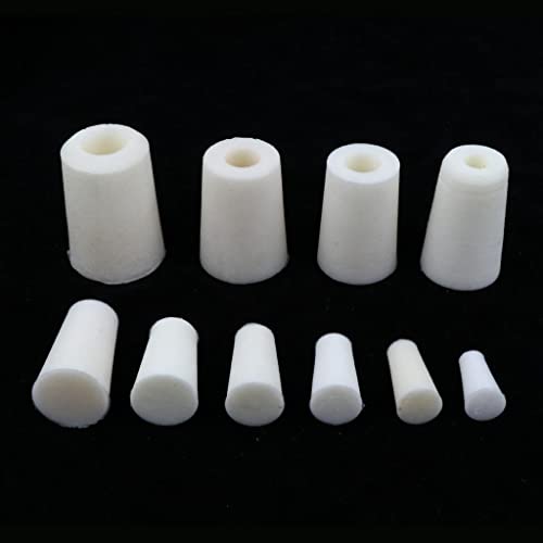 5 Pieces Test Tube Stopper Plugs Rubber Bung Stoppers Silicone Tapered Plugs Bung Airtight Seal Flexible Silicone Suitable for Househo, White, 13mm