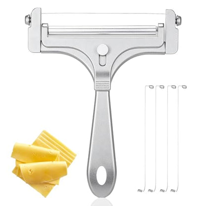 Stainless Steel Wire Cheese Slicer with 4 Extra Wires Cheese Cutter for Mozzarella, Cheddar, Gruyere