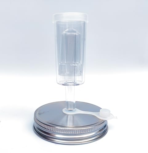 4 Set Fermentation Lids Kit for Wide Mouth Jars, 4 Stainless Steel Fermenting Lids with 4 Airlocks(Jars Not Included) (No Glass Weight)