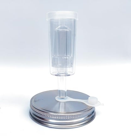 4 Set Fermentation Lids Kit for Wide Mouth Jars, 4 Stainless Steel Fermenting Lids with 4 Airlocks(Jars Not Included) (No Glass Weight)