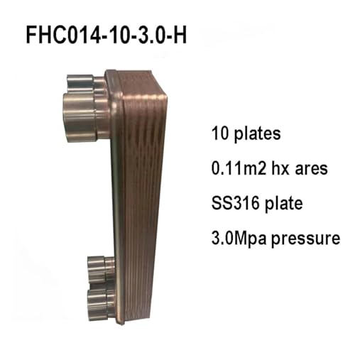 Female Thread Plate Wort Chiller Version 10 Plates Brazed Plate Heat Exchanger, Stainless Steel Heat Exchanger with 1/2'' BSPP Female Fitting