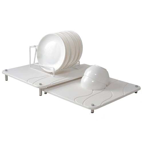 2-Pack Marble Dish Drying Mats for Kitchen Counter, Diatomaceous Earth (Diatomite) Quick-Dry Sink Countertop Pads for Dishes & Utensils, Non-Slip, Easy to Clean,White - color: White
