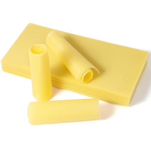 60-Pack Beeswax Sheets, 16-1/3 inch x 7-2/3 inch,Beehive Wax Foundation, Beeswax Foundation Sheet, Beeswax for Candle Making Beekeeping