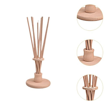 Wooden Drying Rack Stand with 8 Sticks for Bags & Bottles, Compact Countertop Organizer (39cm/15.35in)