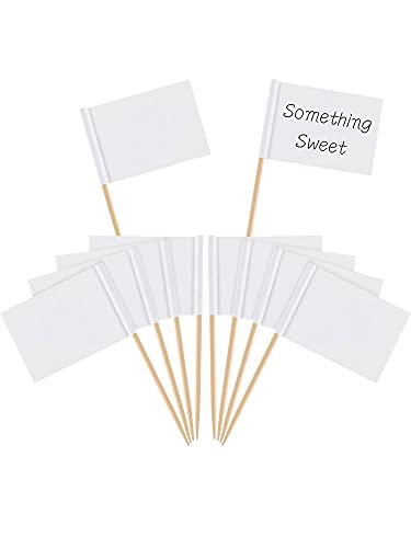 Pangda 100 Pieces Blank Toothpick Flags Cheese Markers Food Labels for Party Buffet Cheese Labels for Charcuterie Board Food Board Accessories Flag Toothpicks for Appetizers - color: White