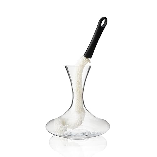 True Decanter and Growler Brush Multipurpose Glassware Cleaner, No-Scratch High-Tensile Foam Reusable Cleaning Accessory with Ergonomic Handle, White - style: Black