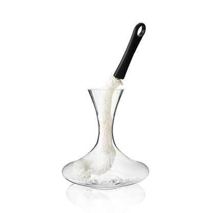 True Decanter and Growler Brush Multipurpose Glassware Cleaner, No-Scratch High-Tensile Foam Reusable Cleaning Accessory with Ergonomic Handle, White - style: Black