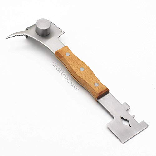 WEICHUAN Beekeeping Tools Set of 3, Include Uncapping Knife, Frame Gripper and Multifunction Hive Scraper, Stainless Steel Body with Wooden Handle
