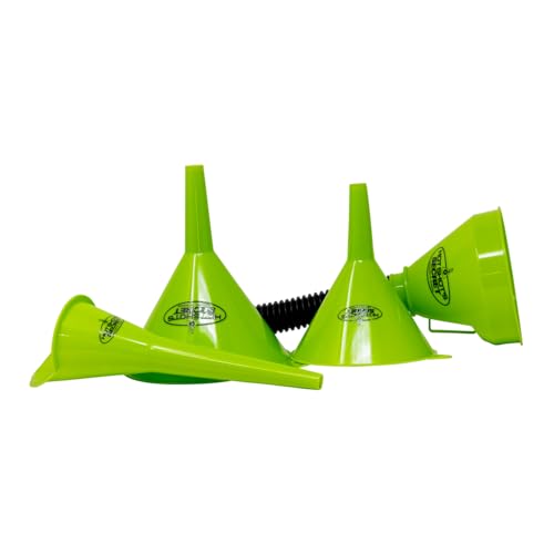 Hot Shot's Secret 4-Piece Flexible Funnel Set | Four funnels for clean, mess-free transfer of oil, coolant, fuel, and other automotive fluids.
