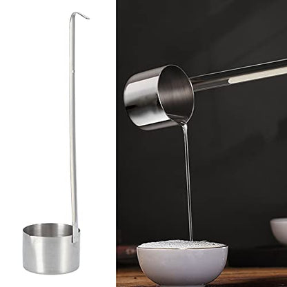 Wine Ladle, Stainless Steel Spoon Dipper With Pour Spout Long Handle and Hook, Flat Bottom Measure Spoon 25ml, 50ml, 125ml, 250ml, 500ml (500ML) - size: 500ML