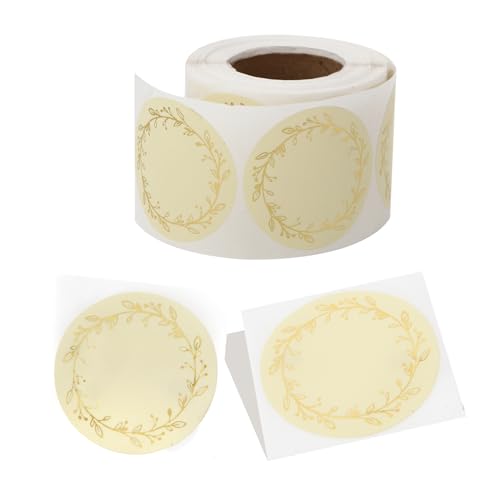 BATTOO 500 Pcs Golden Flower Labels, 2 Inch Round, Waterproof Oil Resistant, Perfect for Jars, Bottles, Kitchen, Pantry, Gift Tags - style: Golden Flower