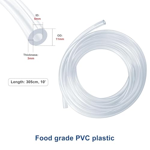 10 Feet - Kegerator Line 3/16" ID 7/16" OD Beer Line Tubing Food Grade Hose Clear Vinyl PVC Tubing with 4 PCS Hose Clamps for Kegerator, D Coupler, Draft Beer Tower Beer Dispensing - size: 10Ft Beer Line