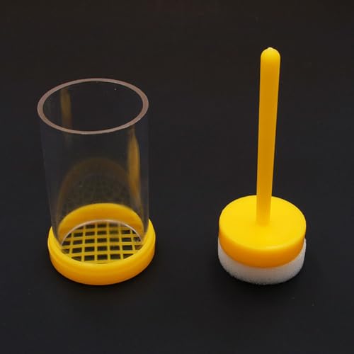 2Pcs Plastic Queen Bee Marking Cage Bottle Tube Queen Bee Catching Marking Cage Bottle Marker Beekeeping Tools for Beekeepers, Yellow
