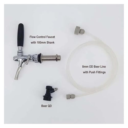 Home Brewing Push ， Regulator Wine Accessories， and 1.5meter PE Line Push in Kegerator Kit Add-On DIY Jockey Box Wine Accessories
