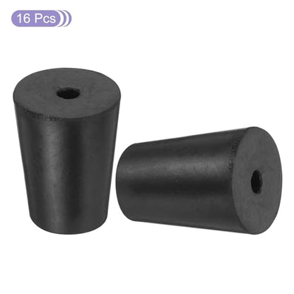 MECCANIXITY Rubber Tapered Plug 14mm to 19mm Solid Test Tubes Bungs Stopper with Hole Black for Lab Home 16 Pieces - size: 14mm-19mm