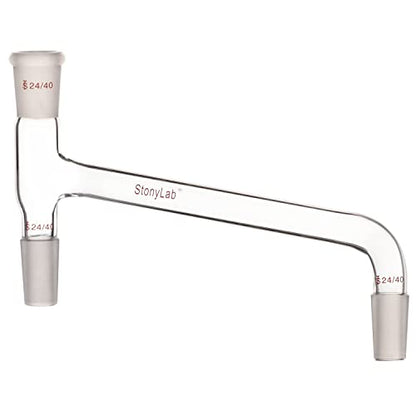 stonylab Borosilicate Glass 75 Degree Bent Distilling Adapter, with Two 24/40 Inner Joints and One Outer Joint, for Laboratory Distillation - size: 24/40 Joint