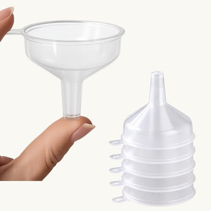 Small Funnels 5 Pack for Filling Small Bottles, Food Grade Plastic Funnel for Water Bottles, Protein Powder, Liquids & Kitchen Use