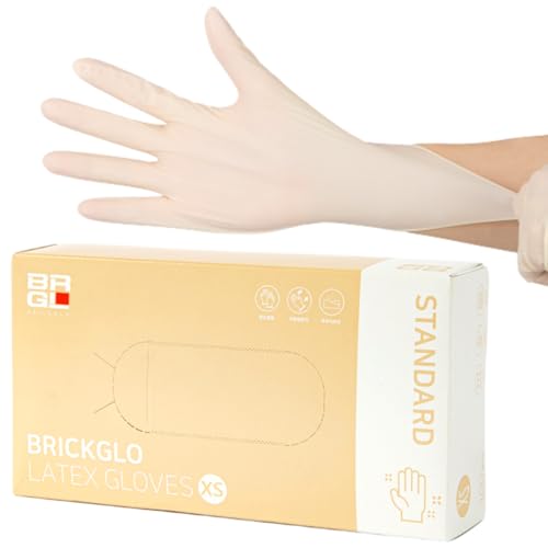 Beige latex Gloves, Food Serving Disposable Gloves for Food Prep, Powder-Free Latex-Free Food Grade, 100pcs
