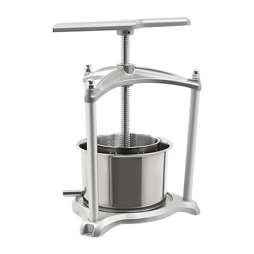 Fruit Wine Press, 3L Manual Juice Maker w/Dual Stainless Steel Barrels & T-Handle & Filter Bag, Stainless Steel Manual Press Machine for Cider Tincture Cheese Herb Vegetables, Fruit Cider Grinder - size: 3L