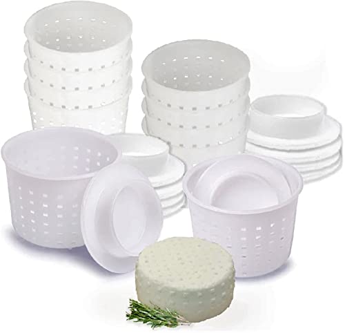 10 pcs Small Cheese Mold for Cheese Making with a Follower 1/3 QT - Cheddar Cheese Making Basket Kit - Homemade Cheese Making Supplies - Hard Cheese Form Molds - Moldes Para Queso Fresco Casero
