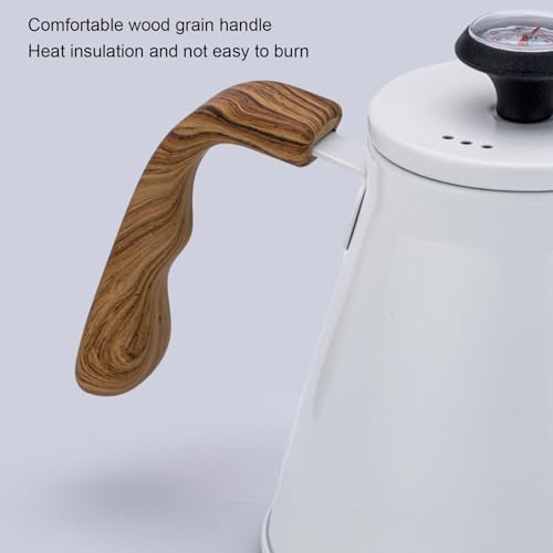 1.2L Stainless Steel Drip Coffee Kettles with Integrated Thermometers and Ergonomic Handle for Brewing Modern Design Kettles - color: Yellow